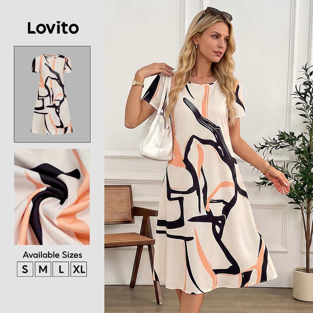 Nacional Lovito Curto Casual Vestido Feminino Em Crepe Modelo Básico