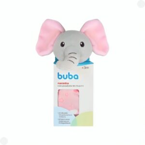 Naninha Elefante Rosa para Bebê com Prendedor de Chupeta Buba Macia