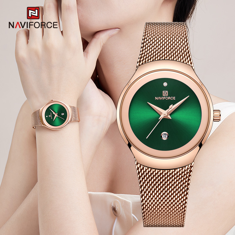 Naviforce 5004 Relógio De Pulso Feminino De Quartzo Com Pulseira De