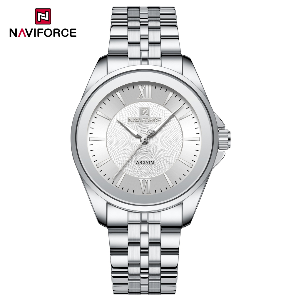 Naviforce 5067 Elegante E Refinado Numeral Romano Pulseira De Aço — Relógios e Óculos