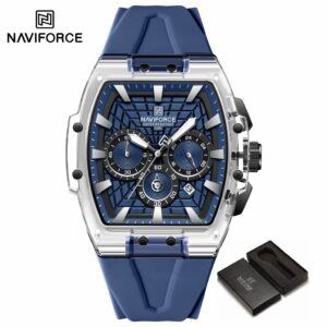 Naviforce 6113 Novo Design Transparente Tonneau Masculino Quartzo