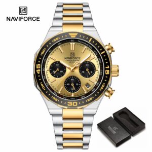 Naviforce 8049 Relógio Masculino De Aço Inoxidável Luminoso Ao Ar
