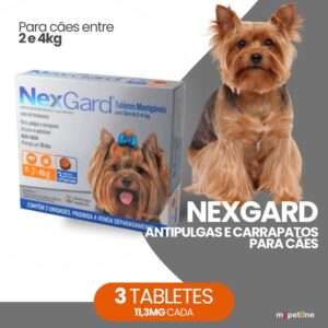 NexGard 11,3 mg para Cães de 2 a 4 Kg 3 Tabletes