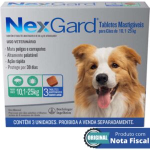 Nexgard Antipulgas E Carrapatos Cães 10,1 A 25Kg Com 3 Tabletes