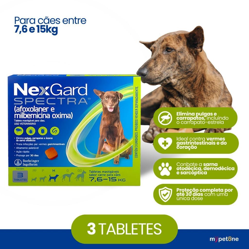 NexGard Spectra para Cães 7,6 a 15kg Antipulgas e Carrapatos 3