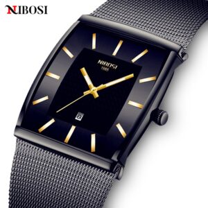 Nibosi Design Quadrado Relógios Masculinos De Luxo Ultra Fino À Prova