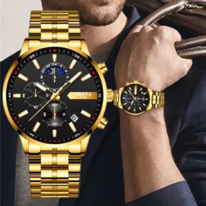 Nibosi Golden Men Relógios Relógios Masculinos de Marca de Luxo