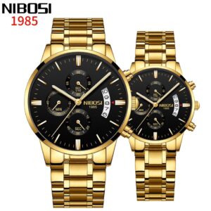 Nibosi Luxury Lover kit Relógios Moda Aço Inoxidável Quartz Relógios