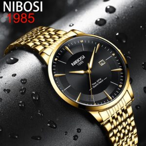 Nibosi Mens Relógios De Luxo Relógio De Ouro Homens Data Automática