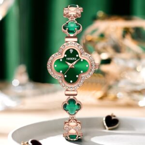 Nibosi Relógio De Luxo De Quatro Folhas Clover Estrela Cheia Decorado