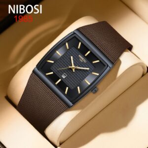 Nibosi Relógio De Luxo Masculino Relógios Quadrados Luminoso À Prova