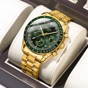 Nibosi Relógio De Ouro Masculino De Luxo Com Pulseira De Aço