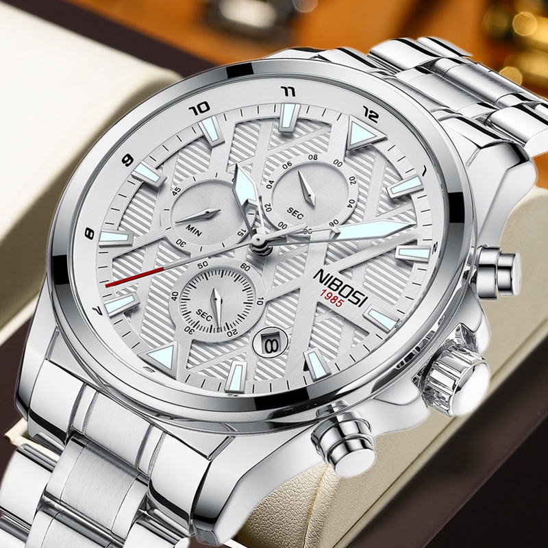 Nibosi Relógios Masculinosluxury Esportes Quartzo Azul Relógio