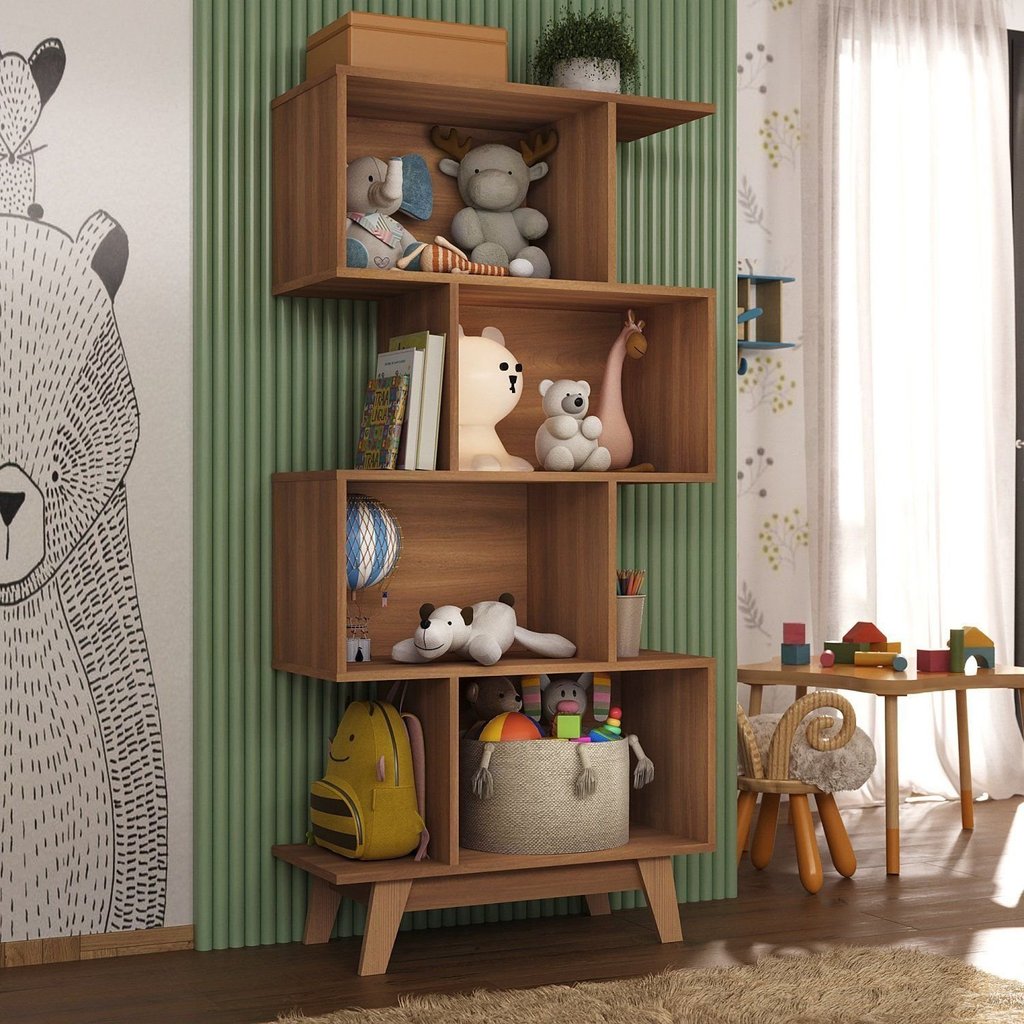 Nicho Infantil Organizador 4 Nichos Noah Espresso Moveis Marrom Nogal — Organização