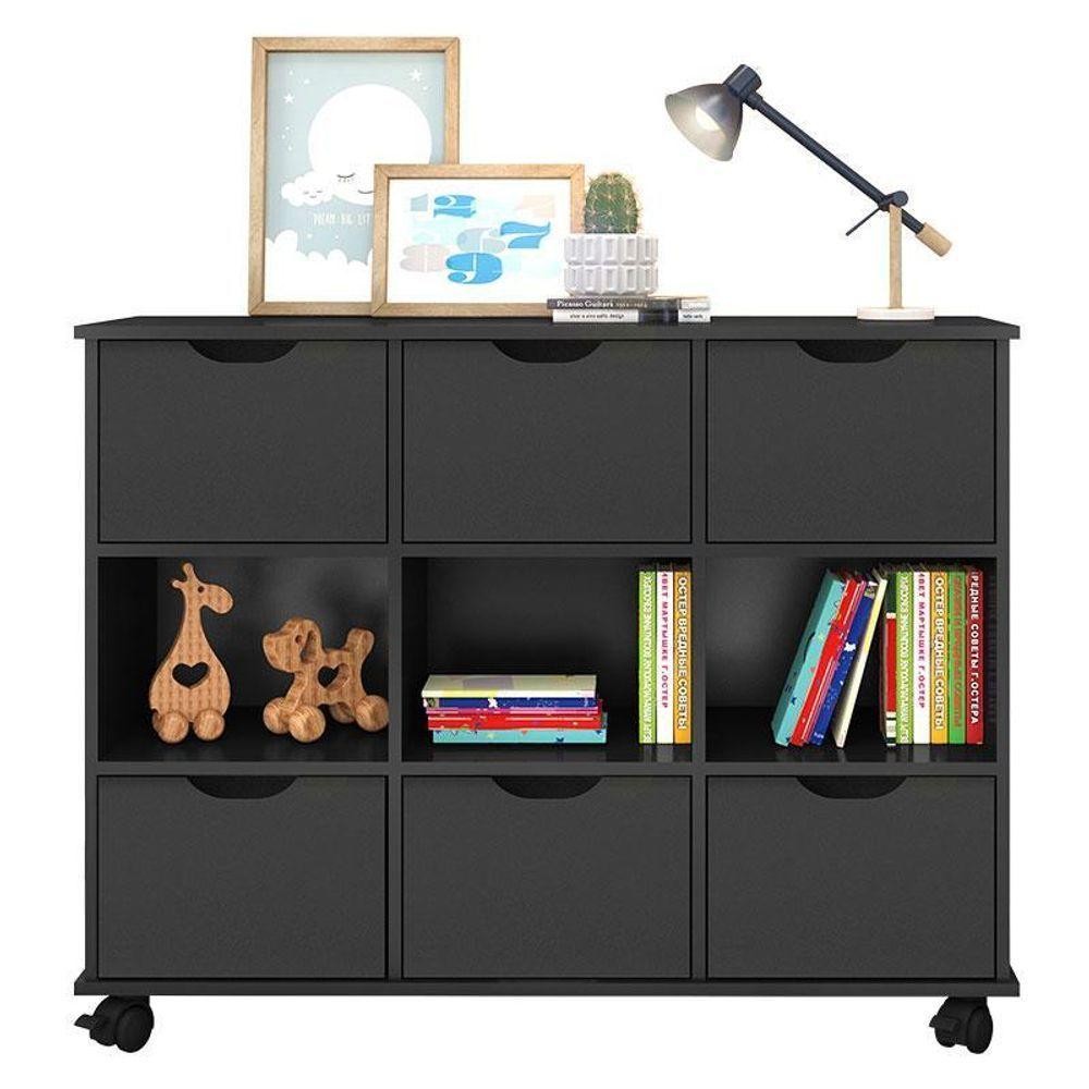 Nicho Organizador 6 Gavetas Preto Qmovi