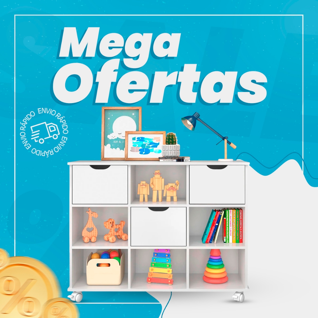 Nicho Organizador com Rodízios Toys 3 Gavetas Branco Mpozenato