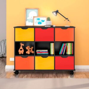 Nicho Organizador com Rodízios Toys 6 Gavetas Preto Colorido Mpozenato