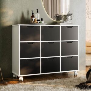 Nicho Organizador com Rodízios Toys 9 Gavetas Branco Preto Mpozenato