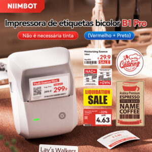 Niimbot B1Pro Impressora de etiquetas vermelha e preta para fotos