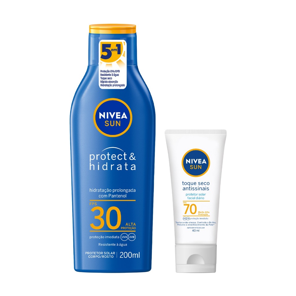 Nivea Kit Sun Protetor Solar Protect Hidrata 200ml Nivea Sun Facial — Skincare