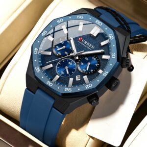 Novo Curren Relógio Masculino Moda Casual Cronógrafo Com Pulseira De