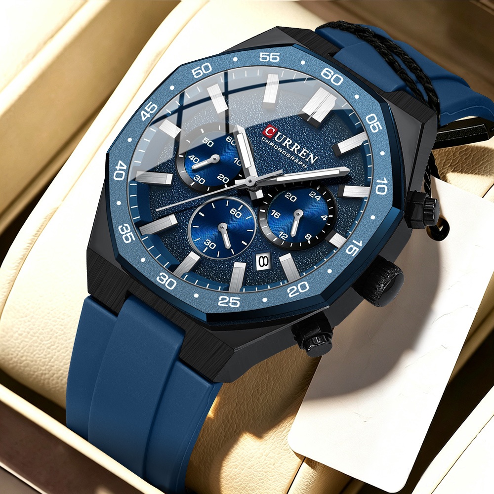 Novo Curren Relógio Masculino Moda Casual Cronógrafo Com Pulseira De