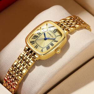 Novo Relógio Feminino Crrju Marca Genuína Elegante Tom Dourado Luxo