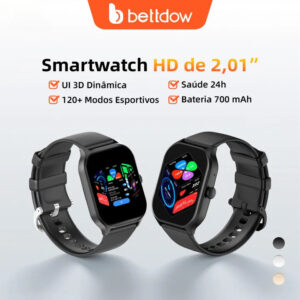 O smartwatch Bettdow de 700mAh possui uma tela HD de 2,01