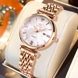 Olevs Relógios Femininos Brilhante Dourado Luxo Orient Original A