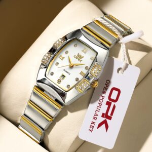 Opk Relógio Feminino Brilhante Dourado Luxo Orient Original A Prova D