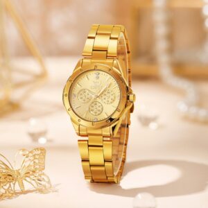 Opk Relógio Feminino Casual Com Pulseira Versátil Em Aço Inoxidável