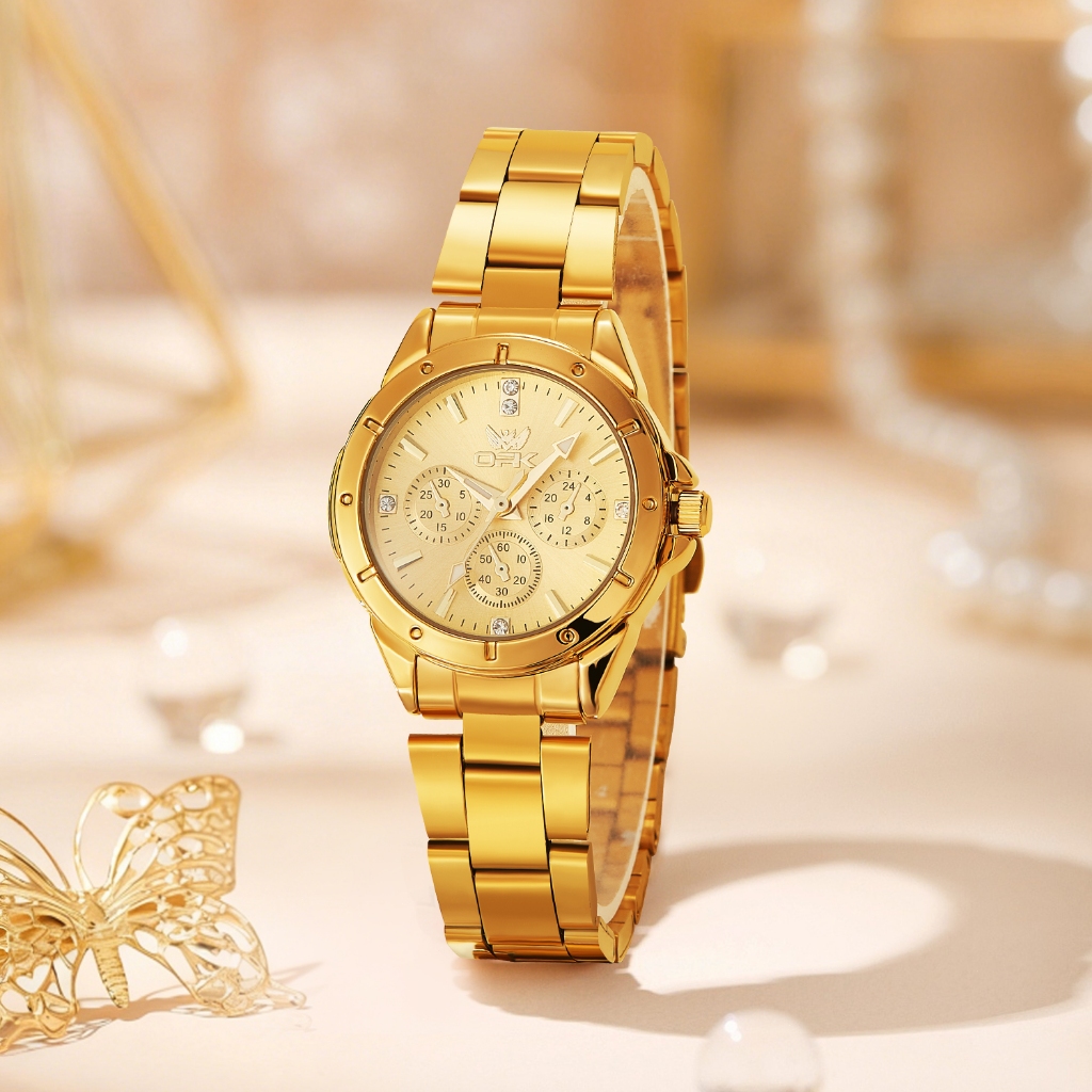 Opk Relógio Feminino Casual Com Pulseira Versátil Em Aço Inoxidável — Relógios e Óculos