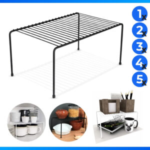 Organizador Armário Cozinha Prateleira Aramado Aço 32cm Preto Kits