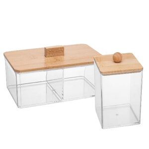 Organizador Bambu Banheiro Cozinha Caixa com Tampa My Box Lyor