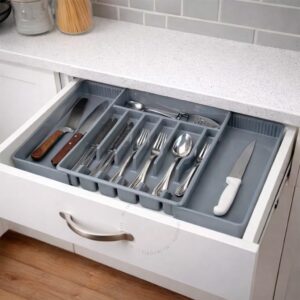 Organizador De Gaveta Extensível Duplo Divisor Porta Talheres