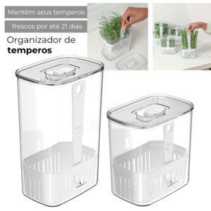Organizador de Temperos 2,3 1,5L Geladeira Clear Fresh Saladas