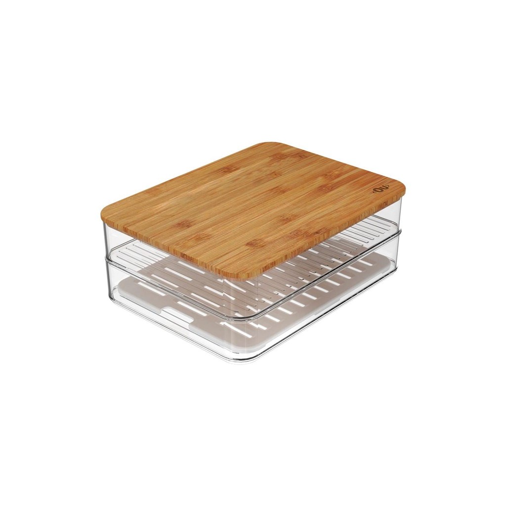 Organizador duplo com tampa de bambu Ou Linha Clear Fresh