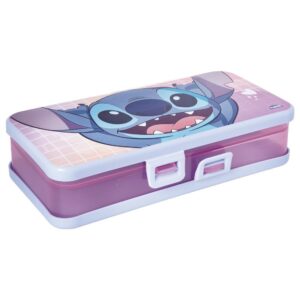 Organizador Duplo Stitch Angel Multiuso Porta Lápis Borracha Caneta