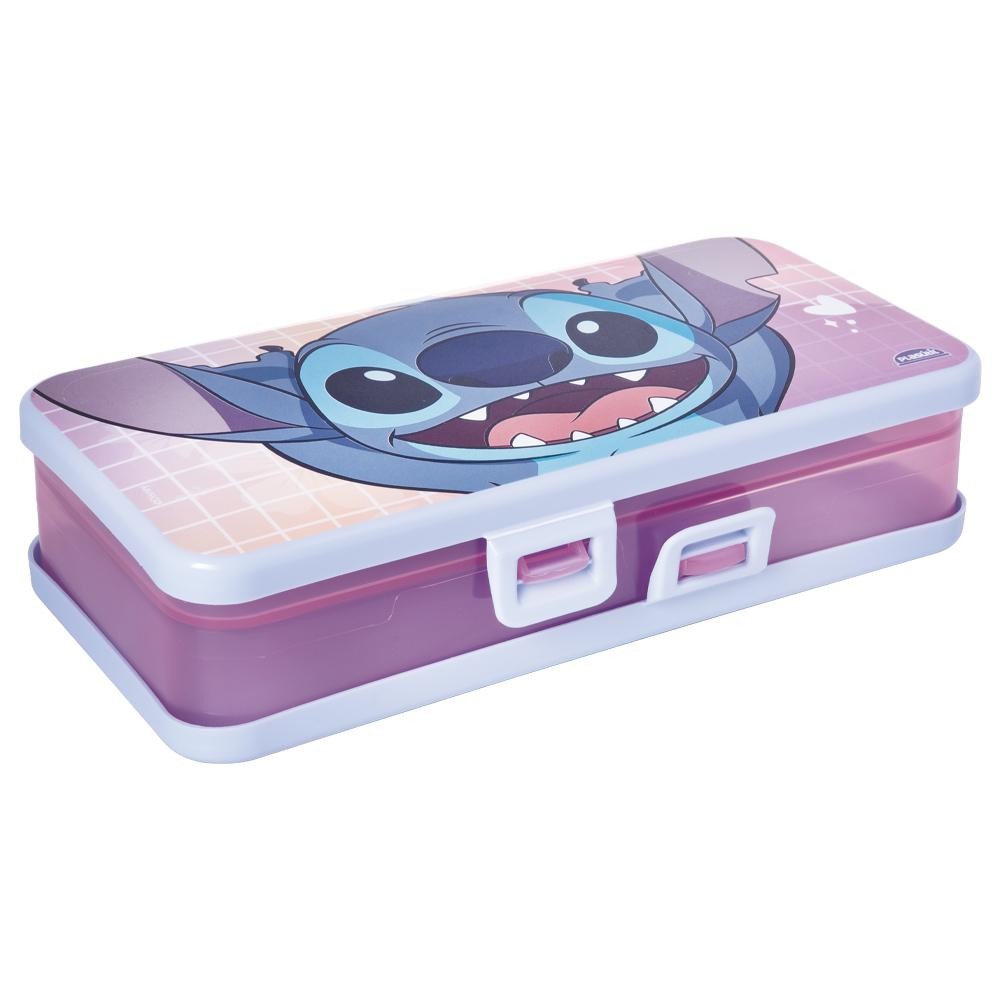 Organizador Duplo Stitch Angel Multiuso Porta Lápis Borracha Caneta