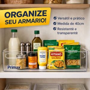 Organizador Geladeira Transparente 40cm Multiuso Acrílico 3,3L — Organização