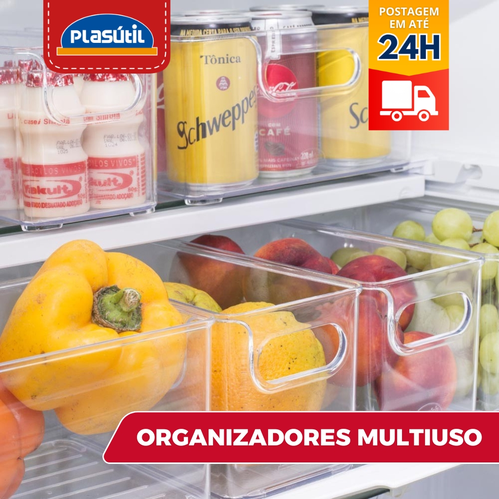 Organizador Multiuso Plasutil Geladeira Dispensa Cozinha Guarda e