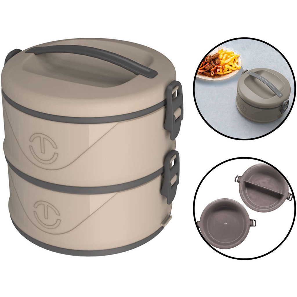 Organizador Para Alimentos Milão Marmita Térmica Plástica Dupla Com — Cozinha e Utensílios