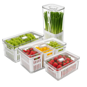 Organizador para Geladeira 2,2 5 Litros e Cesto Porta Tempero Salada