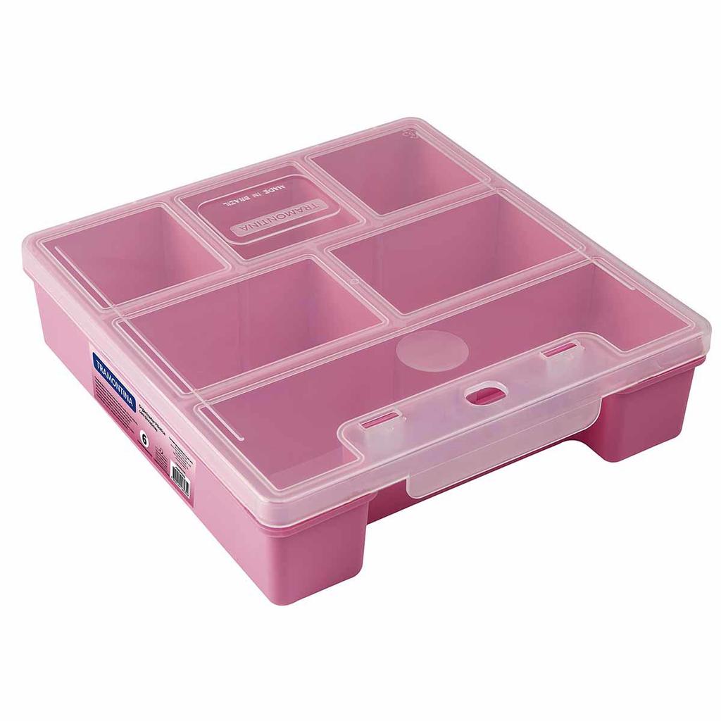 Organizador Plástico Com Tampa e Divisórias 7.1 2'' Rosa Tramontina
