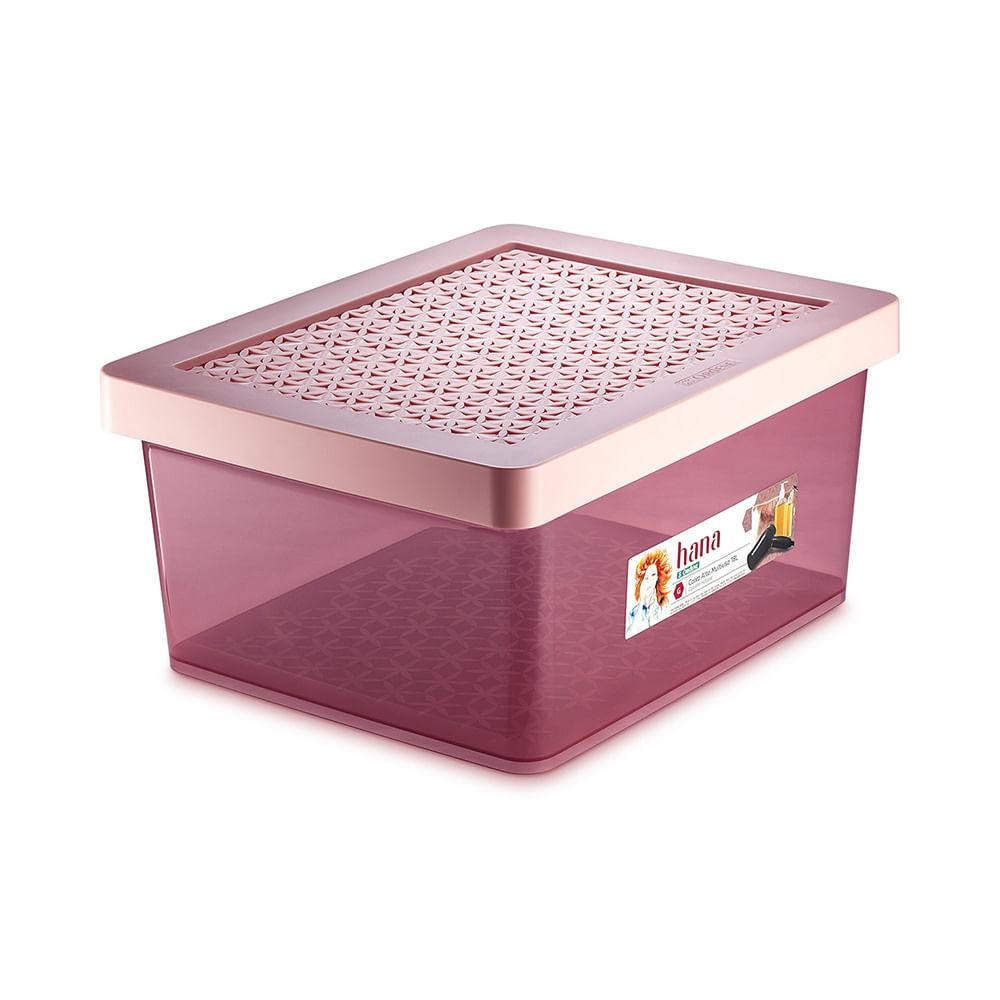 Organizador Plástico Multiuso Alto Rosé 18L Hana Ordene — Organização