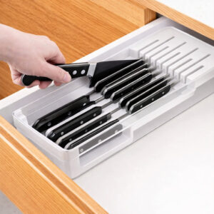 Organizador Porta Facas Gaveta Branco 9 Divisorias Cozinha Acrilico