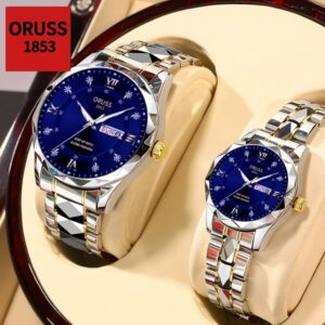 Oruss Casal Original Calendário Duplo Aço Inoxidável À Prova D ‘Água