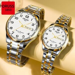Oruss Original 2 Pcs Casal Calendário Duplo Aço Inoxidável Luxo