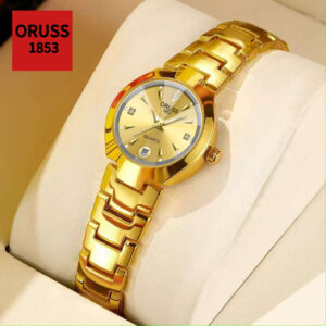 Oruss Original Feminino Calendário de Luxo de Aço Inoxidável À Prova