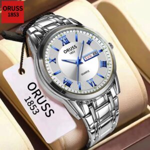 Oruss Original Masculino Calendário Duplo Aço Inoxidável Luxo À Prova
